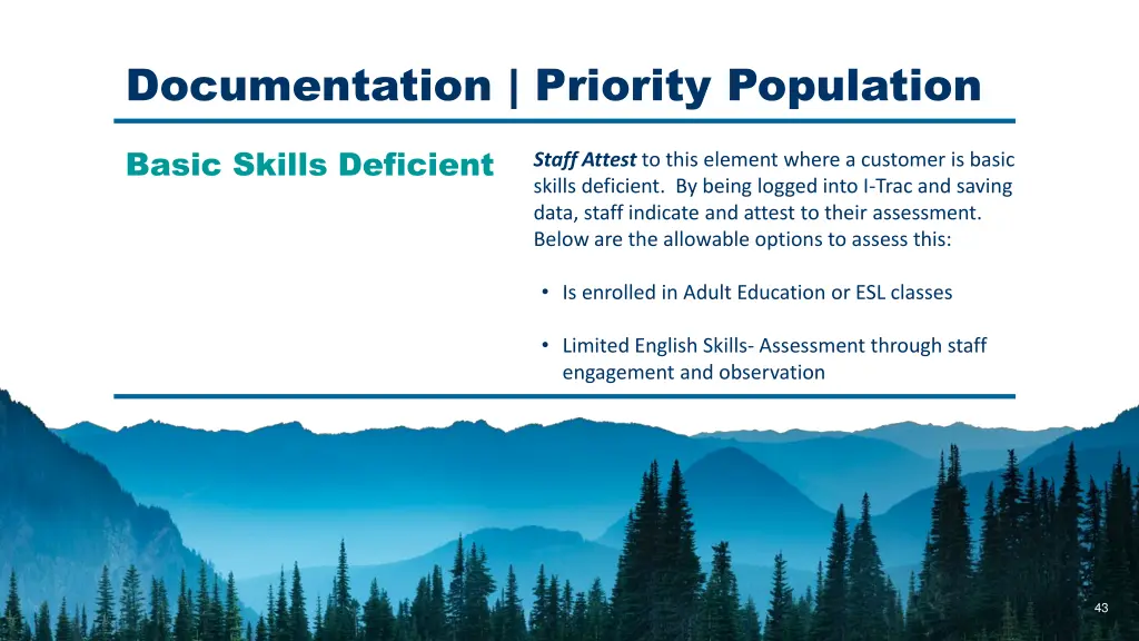 documentation priority population 2