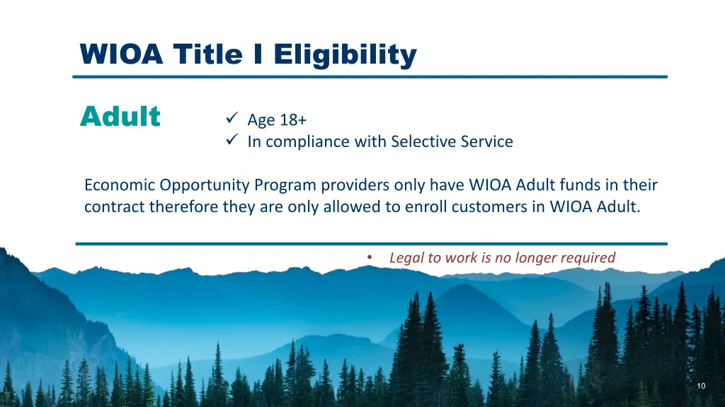 wioa title i eligibility
