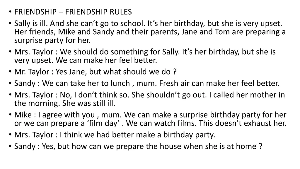 friendship friendship rules sally