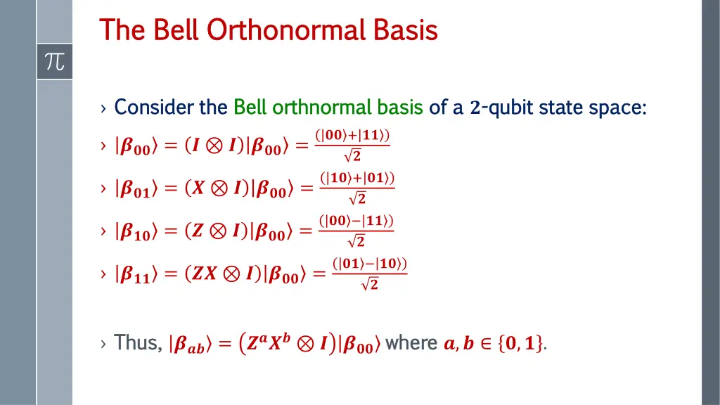 the bell orthonormal basis the bell orthonormal