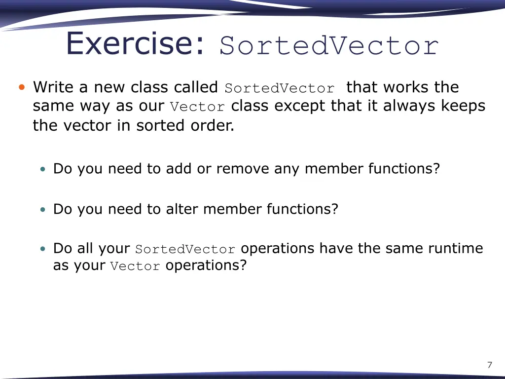 exercise sortedvector