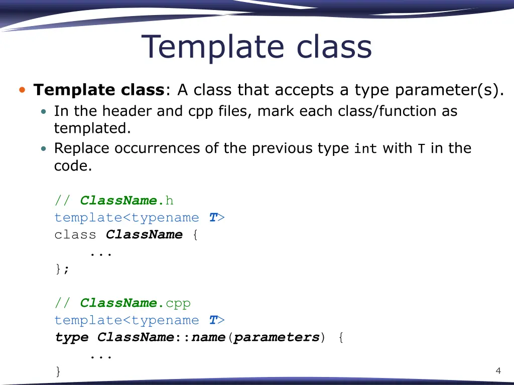 template class