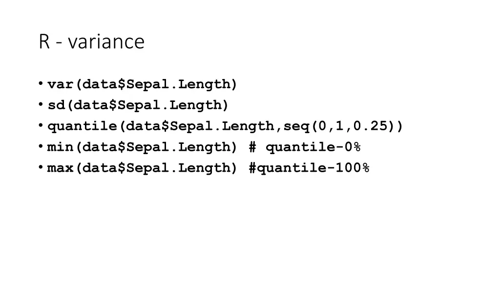 r variance