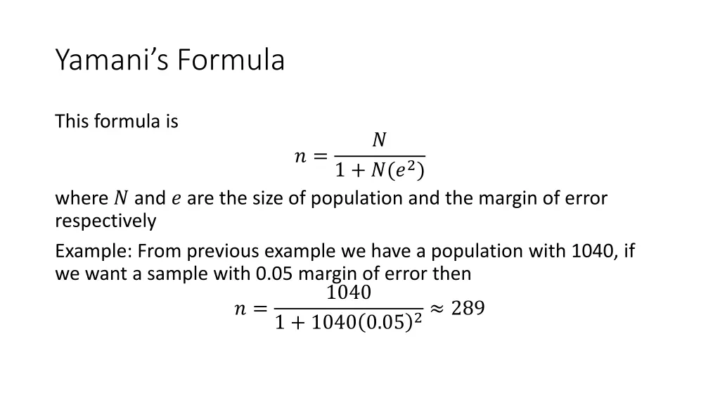 yamani s formula