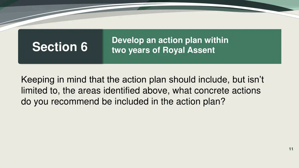 develop an action plan within two years of royal 3