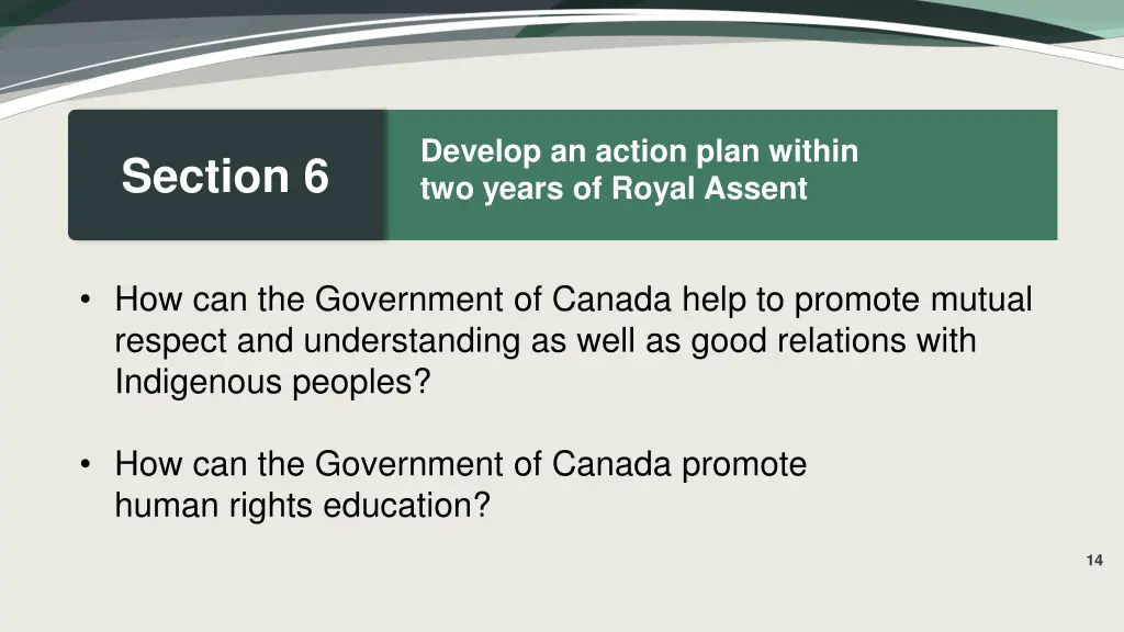 develop an action plan within two years of royal 6