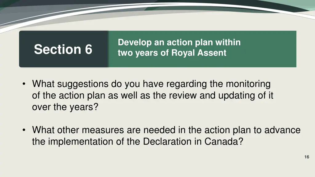 develop an action plan within two years of royal 8