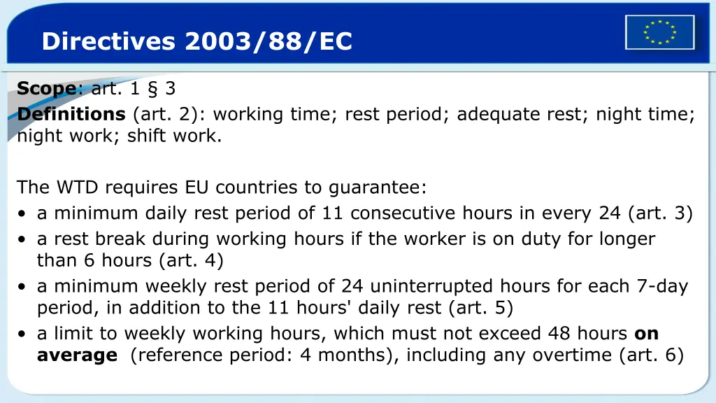 directives 2003 88 ec