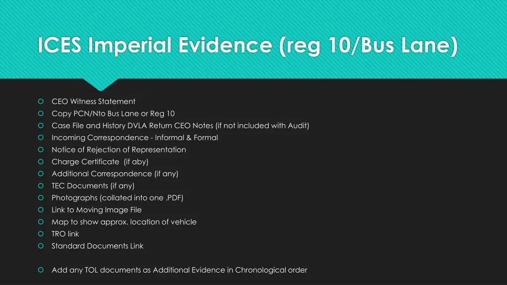 ices imperial evidence reg 10 bus lane