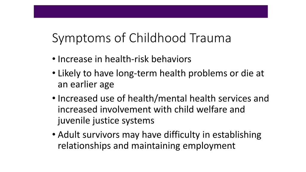 symptoms of childhood trauma
