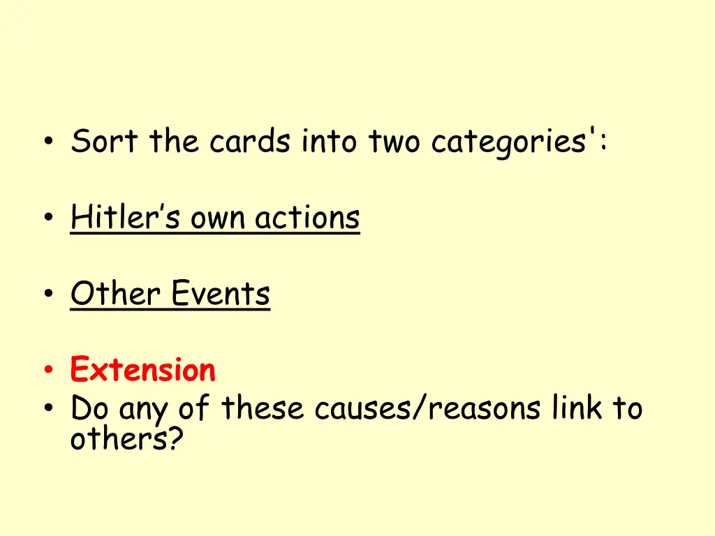 sort the cards into two categories