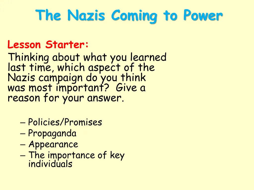 the nazis coming to power