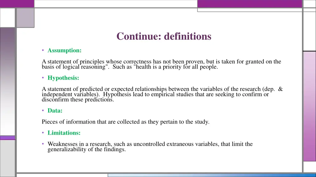 continue definitions