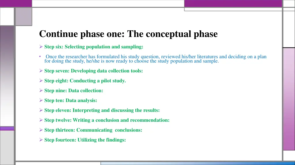 continue phase one the conceptual phase 1
