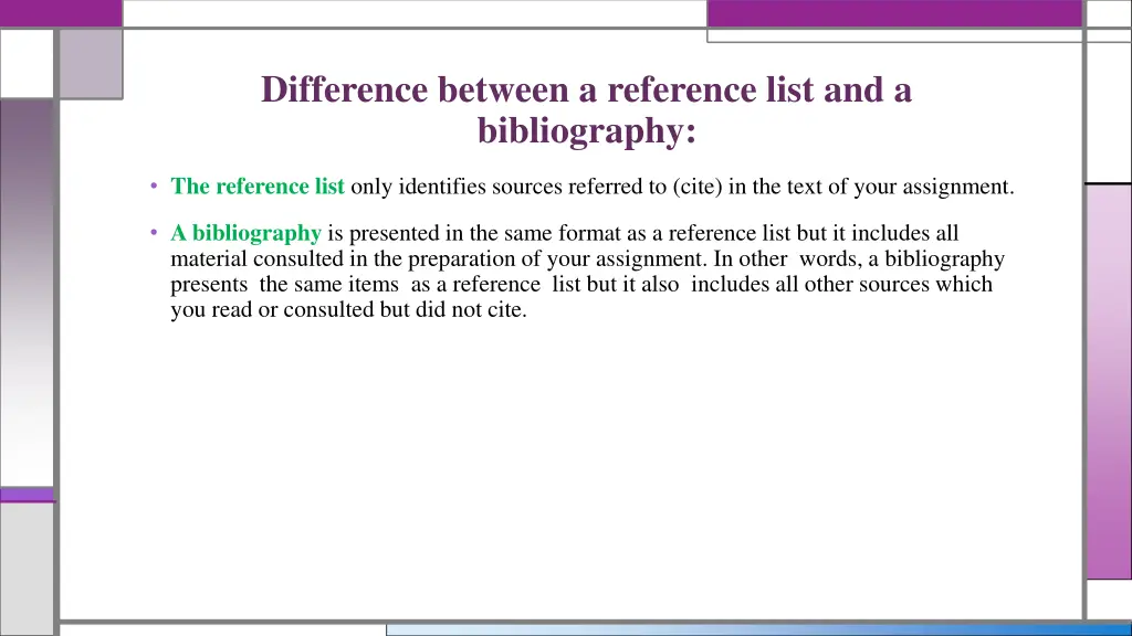 difference between a reference list