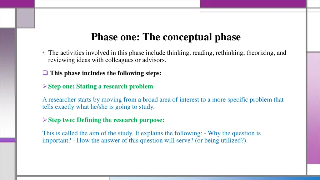 phase one the conceptual phase