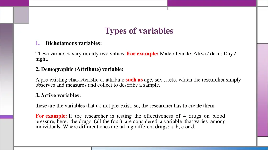 types of variables