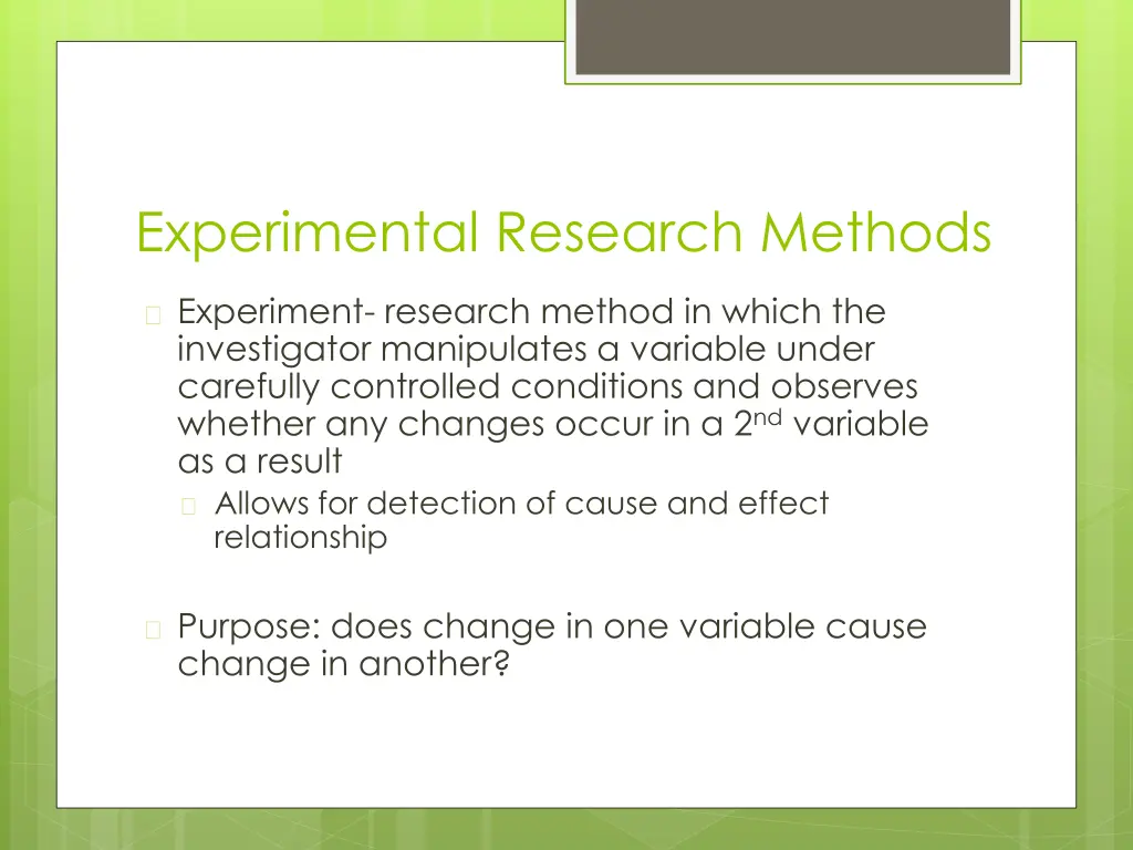 experimental research methods