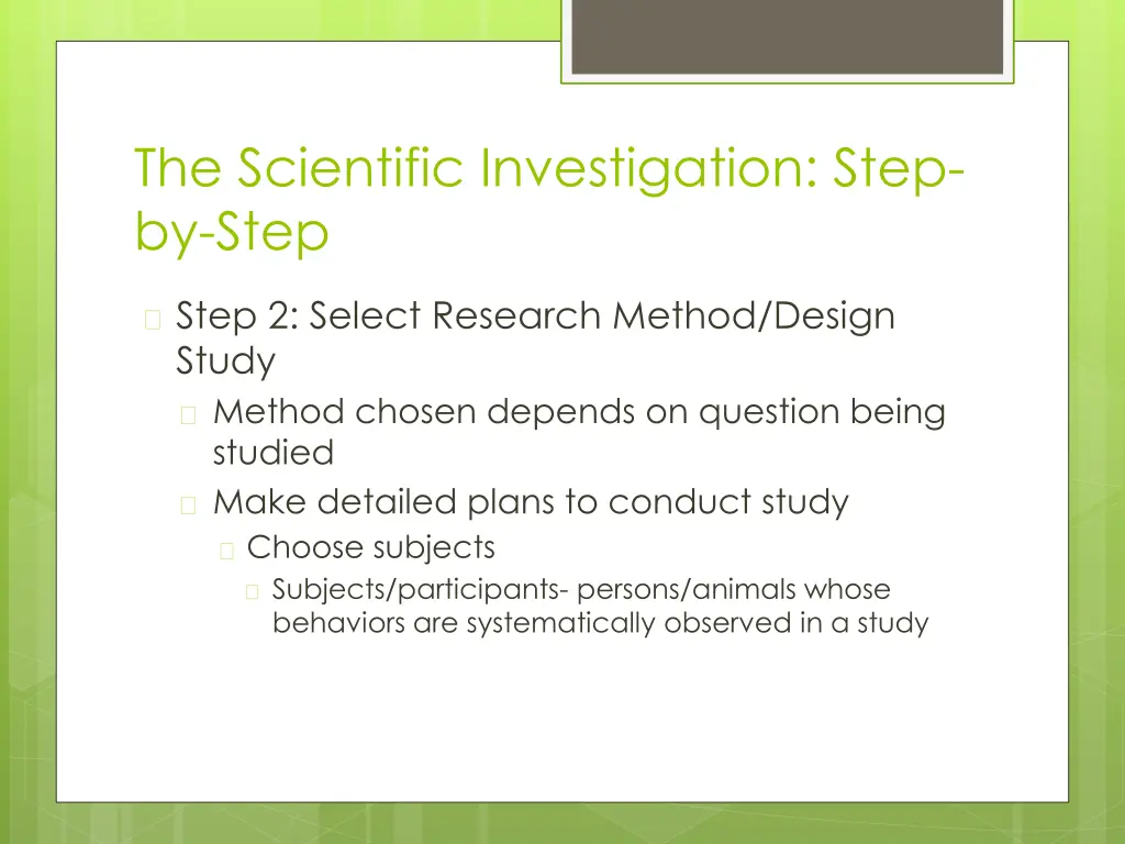 the scientific investigation step by step 1