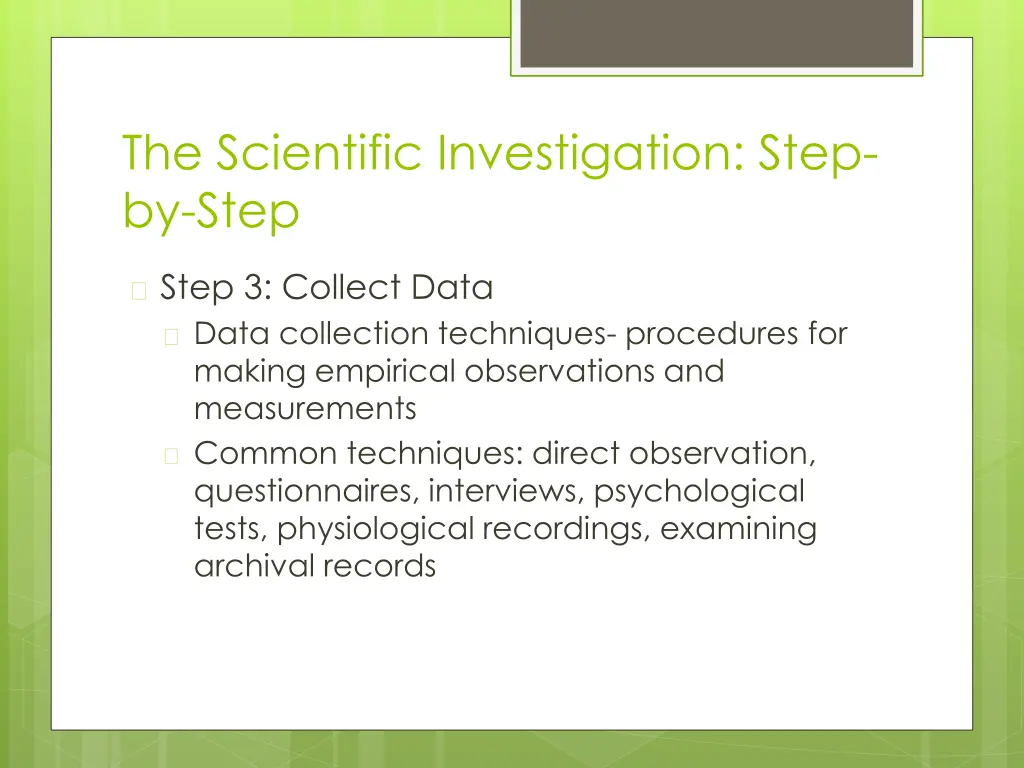 the scientific investigation step by step 2