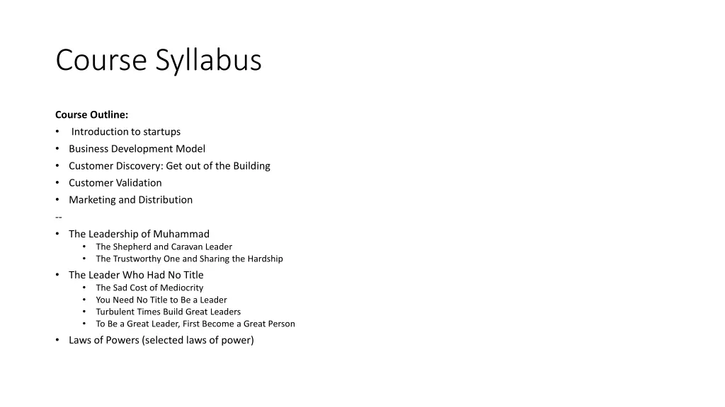 course syllabus 1