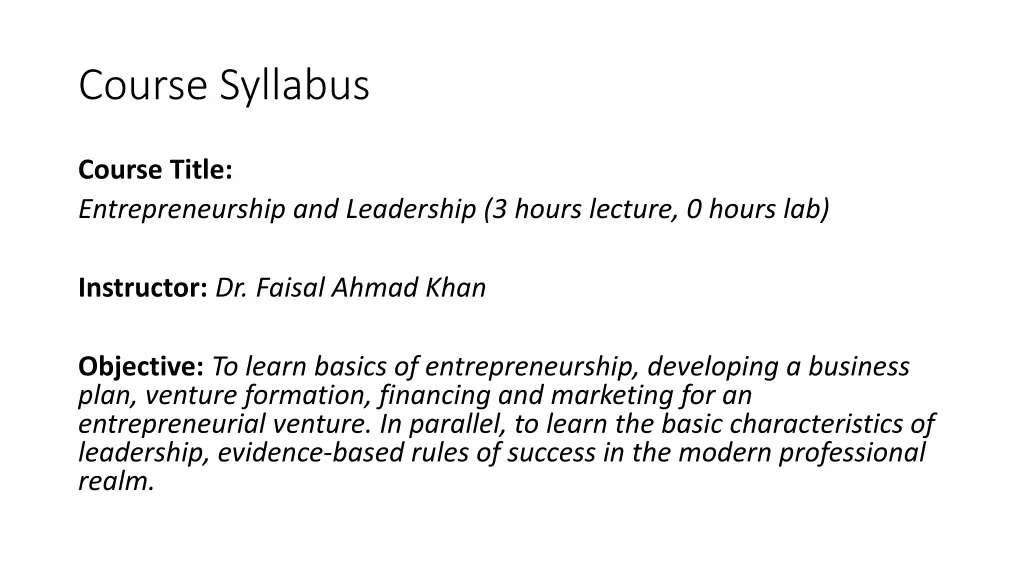 course syllabus