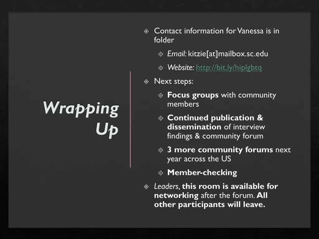 contact information for vanessa is in folder