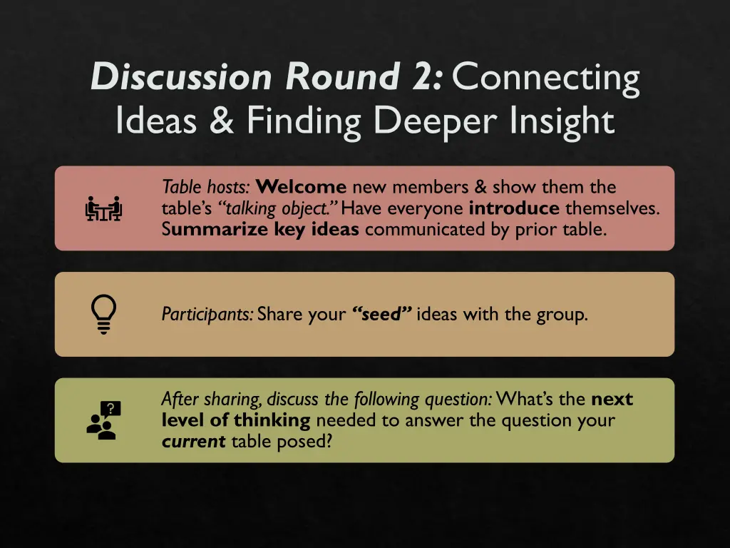discussion round 2 connecting ideas finding