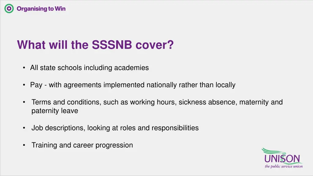 what will the sssnb cover