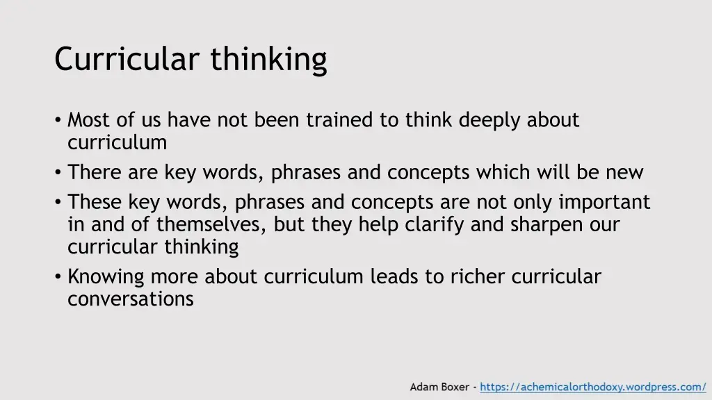 curricular thinking