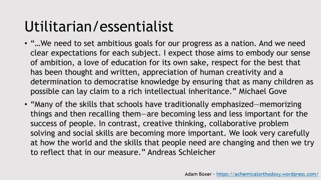 utilitarian essentialist we need to set ambitious