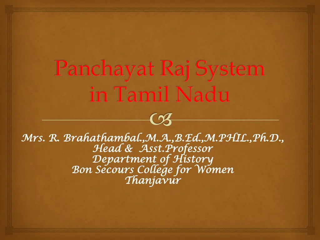 panchayat raj system in tamil nadu