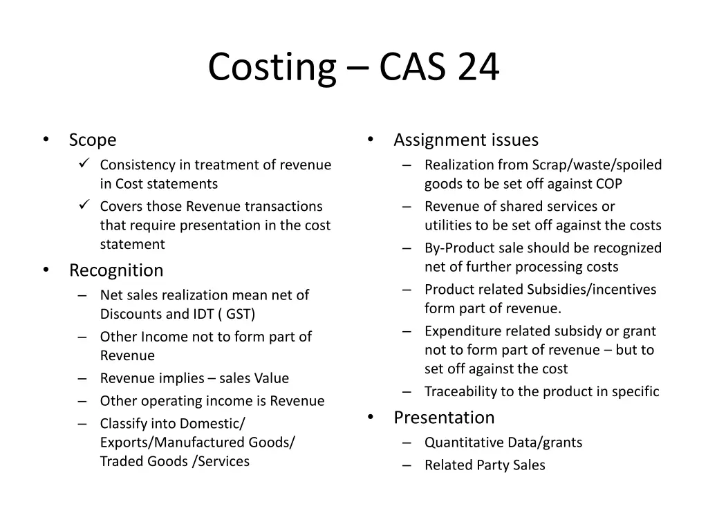 costing cas 24