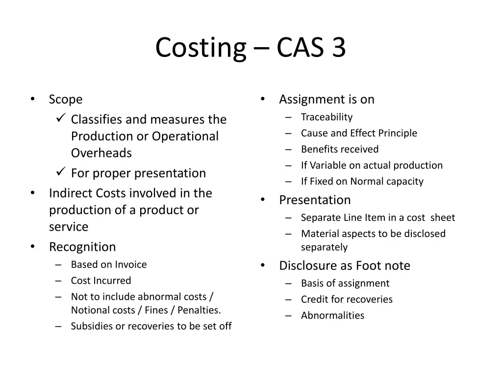 costing cas 3