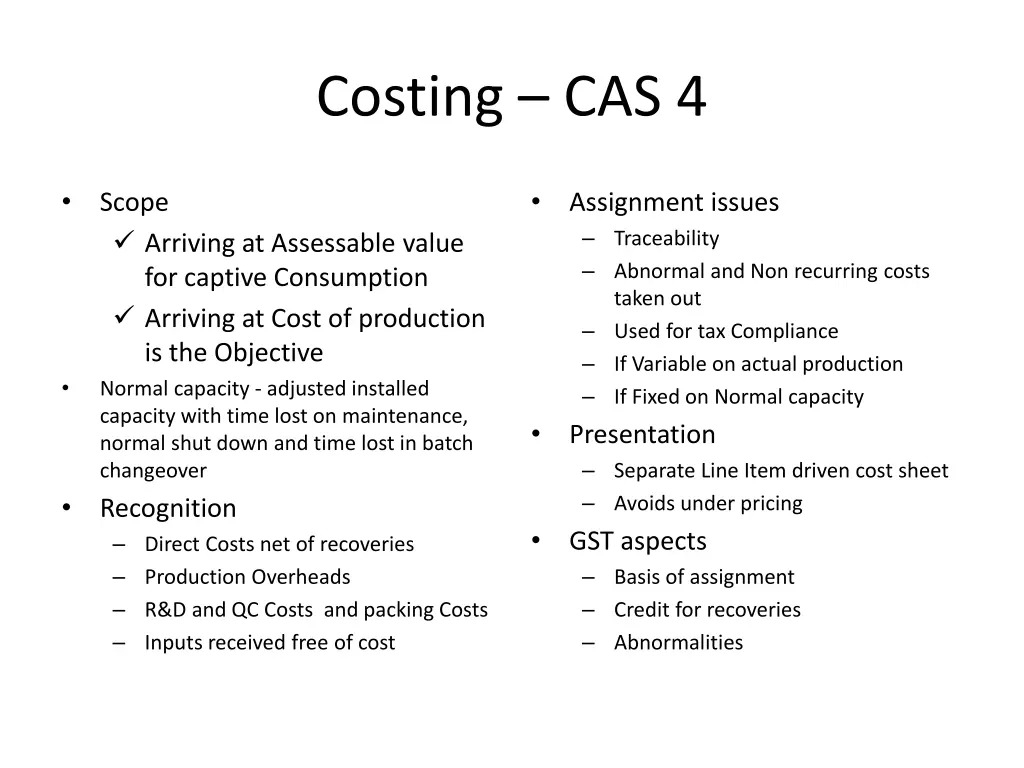costing cas 4