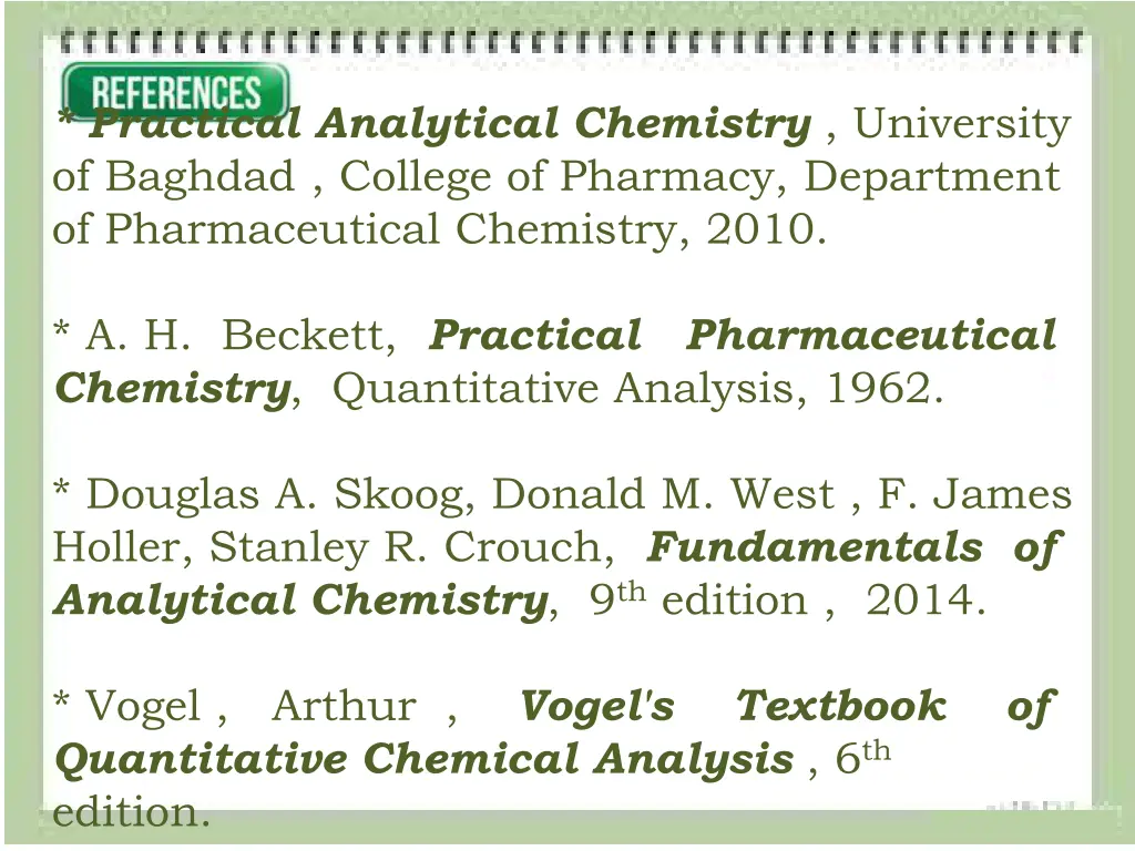 practical analytical chemistry university
