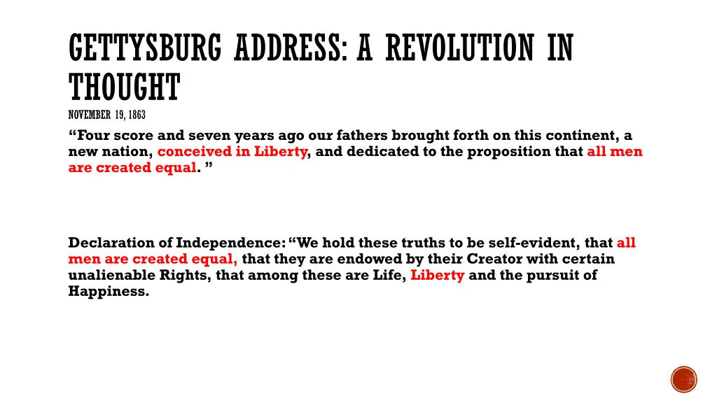 gettysburg address a revolution in thought