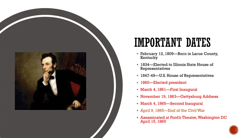 important dates february 12 1809 born in larue 1