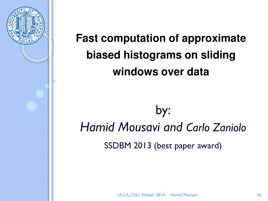 fast computation of approximate biased histograms