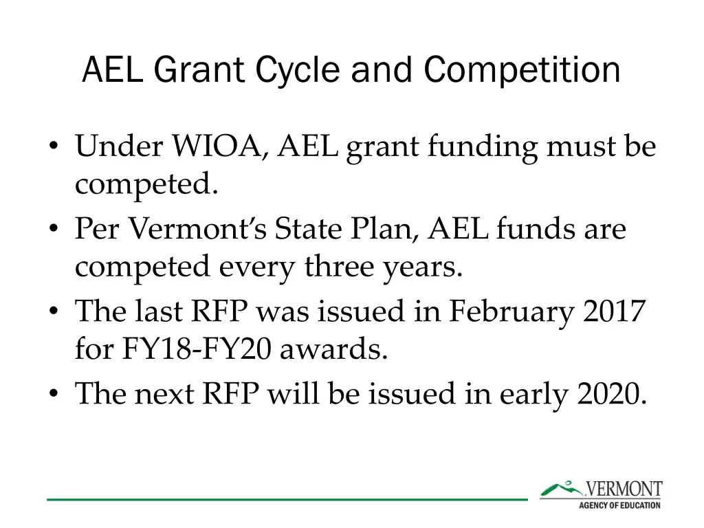 ael grant cycle and competition