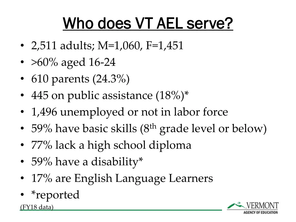 who does who does vt ael serve vt ael serve