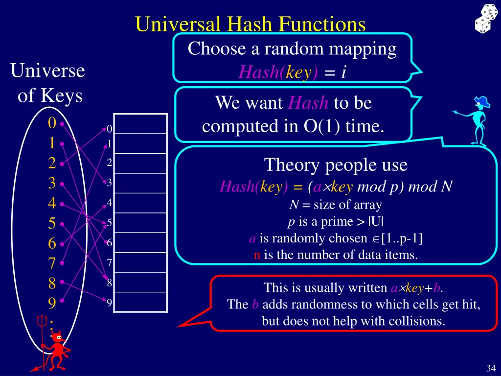 universal hash functions choose a random mapping 4
