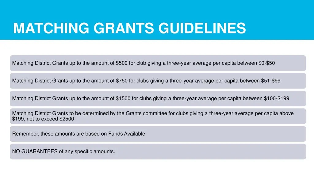 matching grants guidelines