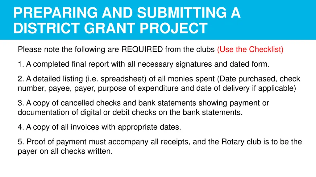 preparing and submitting a district grant project