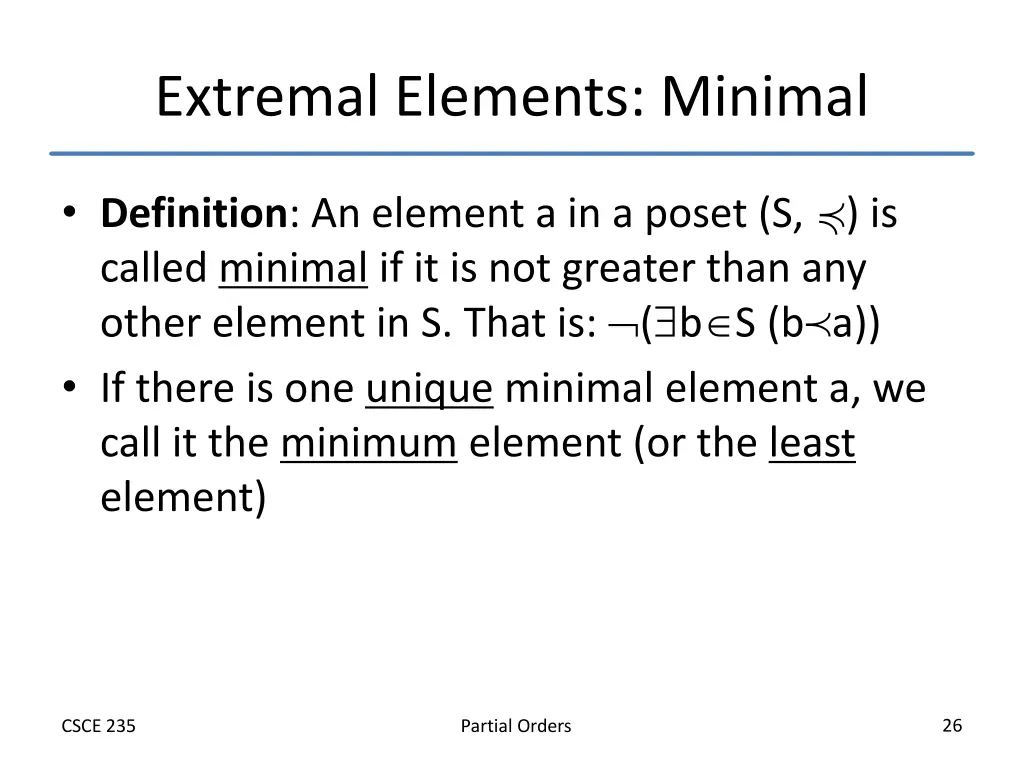 extremal elements minimal