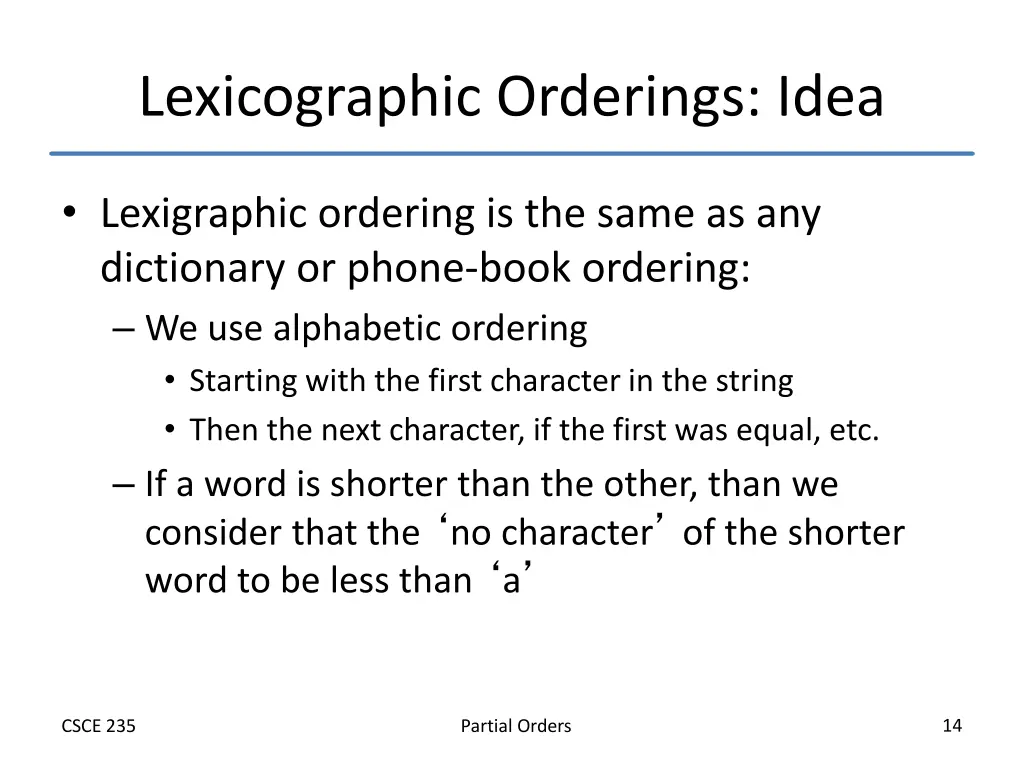 lexicographic orderings idea