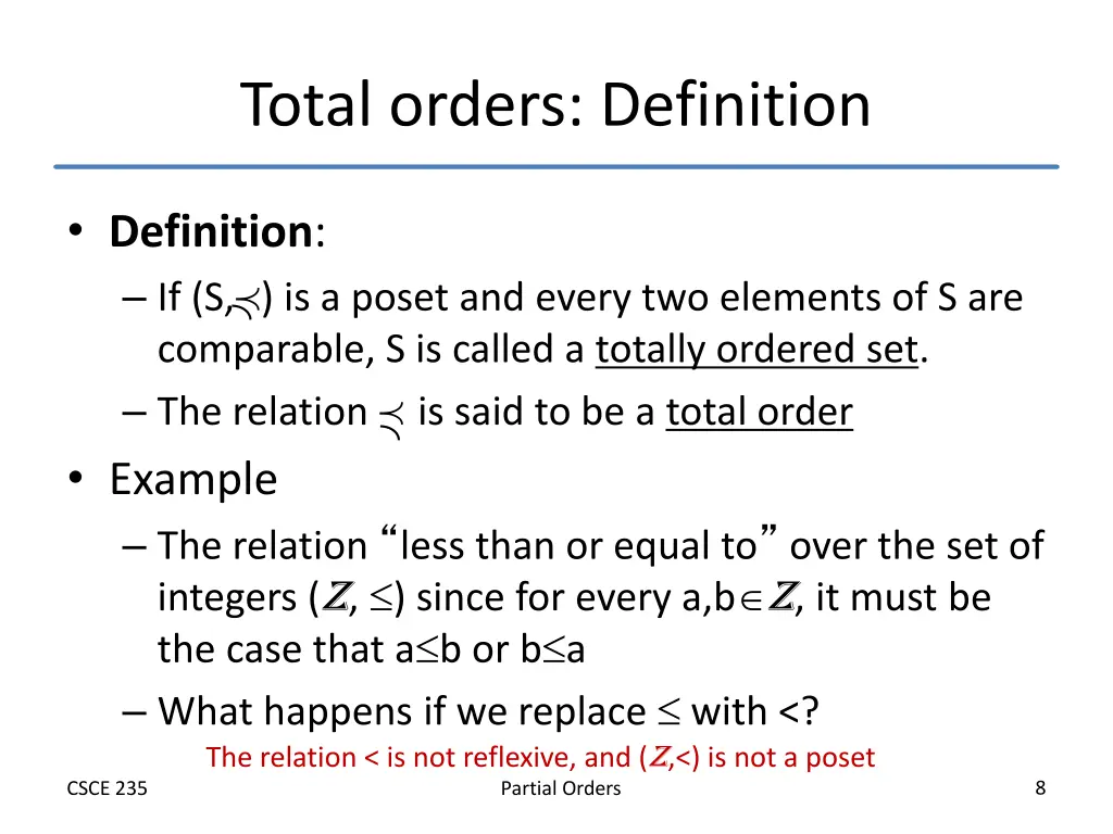total orders definition