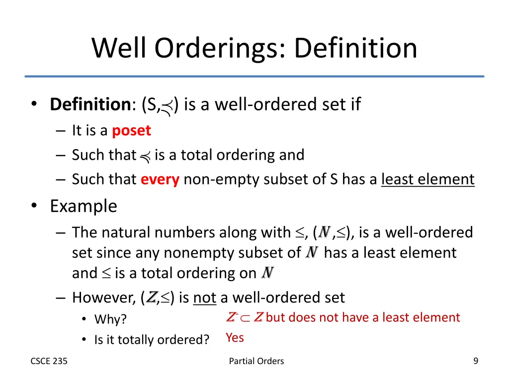 well orderings definition