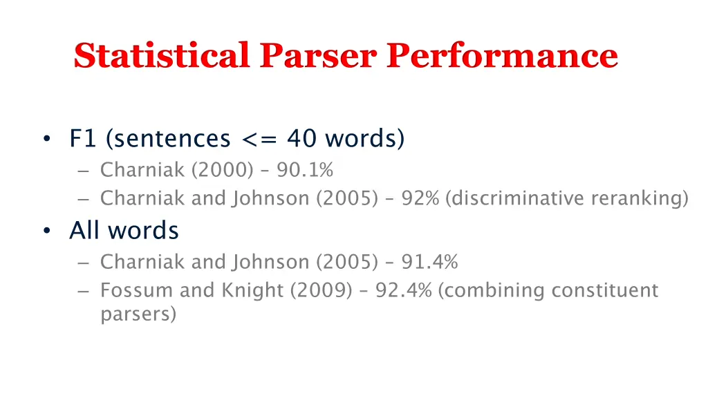 statistical parser performance