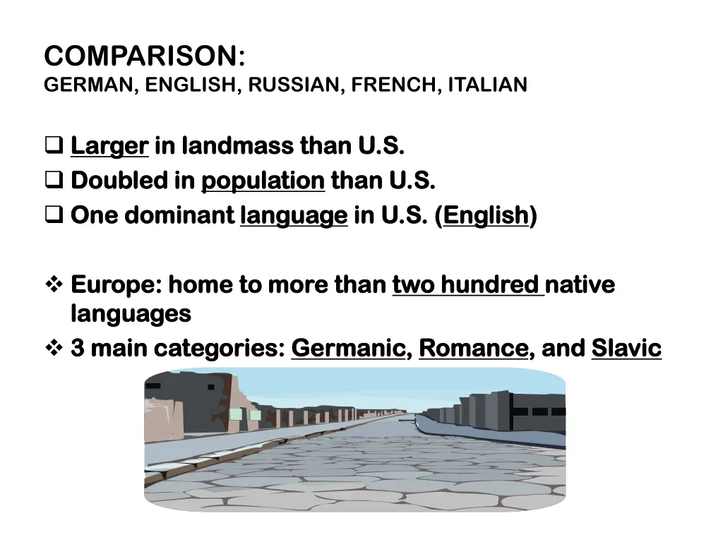 comparison german english russian french italian
